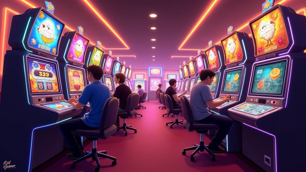 Players engaging with chicken rush bonus features in a lively casino setting